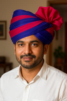 Royal Purple & Hot Pink Striped Pagri Turban Royal Purple & Hot Pink Striped Pagri Turban