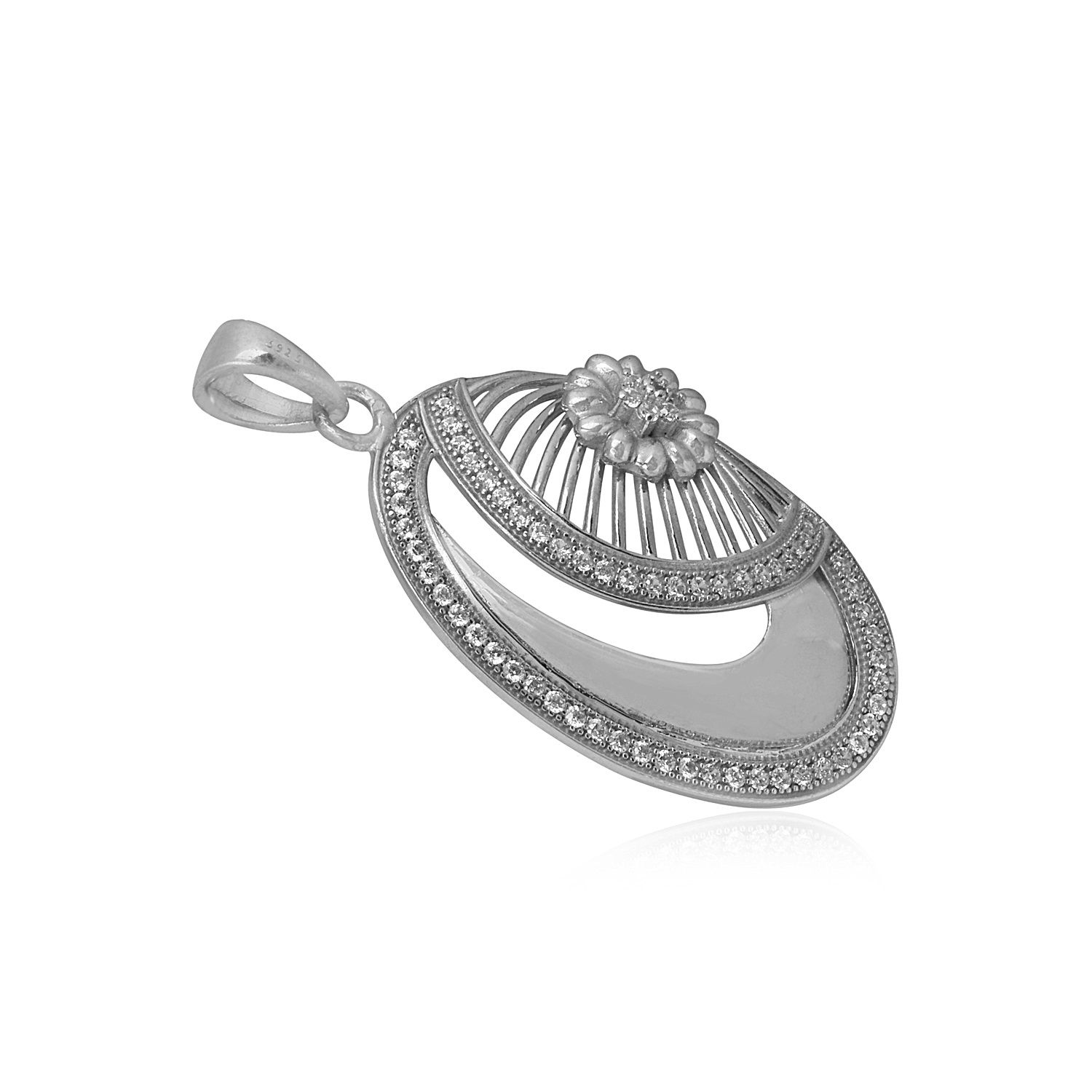 Elegant Silver Rhodium Plated Cubic Zirconia 925 sterling silver Pendant