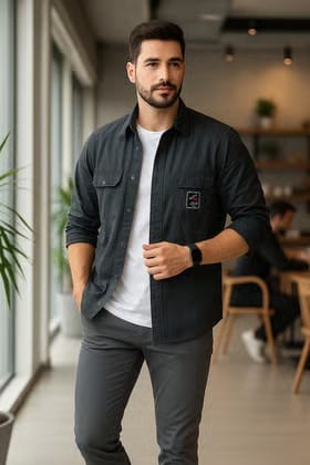 FOLO Men's Classic Black Full Sleeve Casual Shirt