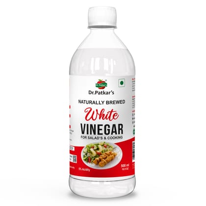 Dr. Patkar's Naturally Brewed White Vinegar for Salad Cooking | Cleaning Purpose | Flavoursome & Nutritious (500ml)