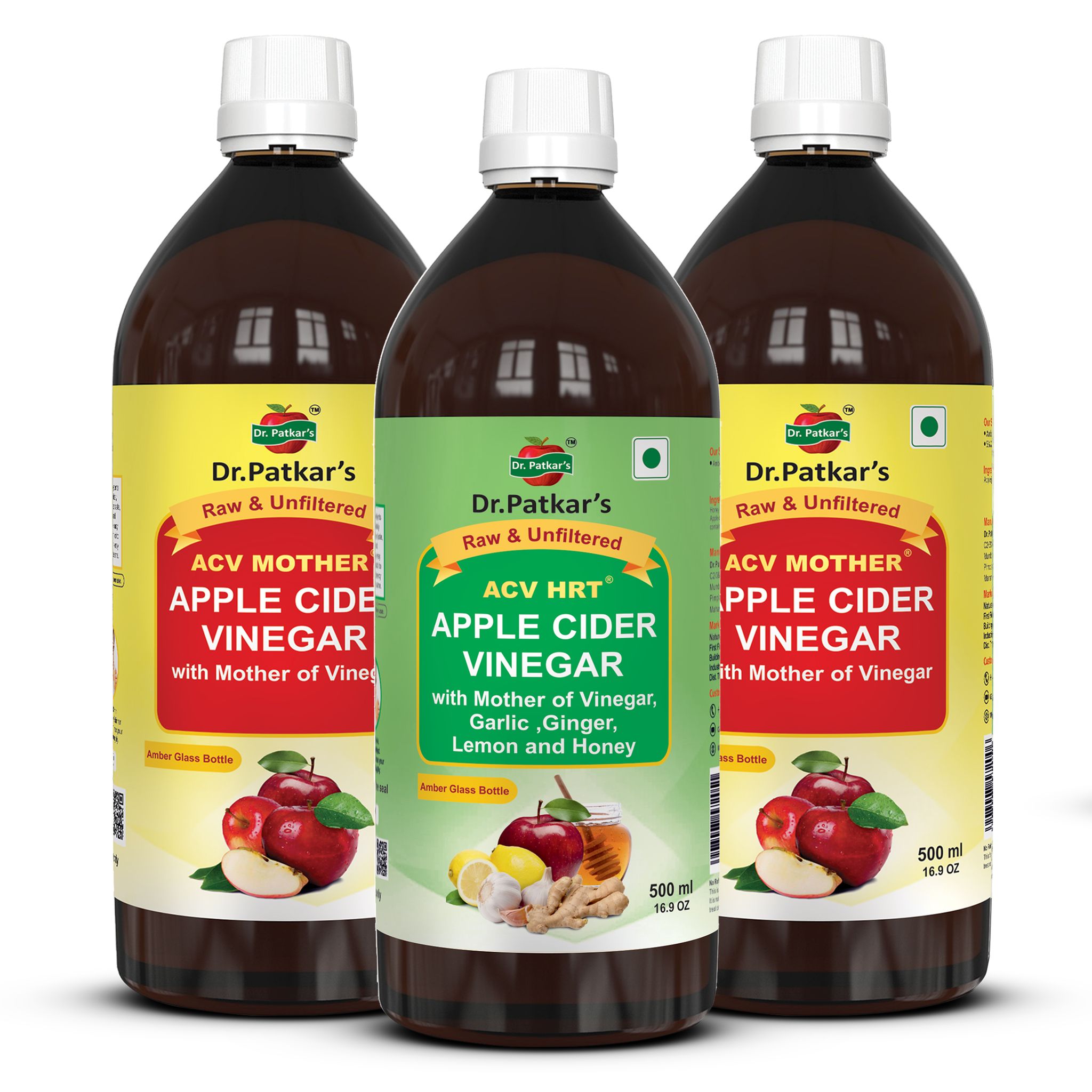 Dr. Patkar's Heart Care Pack (Apple cider vinegar with ginger, garlic, lemon and honey + Apple cider vinegar with mother) 1500ml | Weight management | Supports Healthy Heart