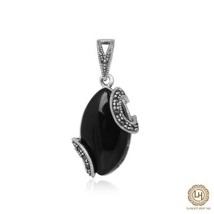 sparkling Black onyx and marcasite elegant pendant