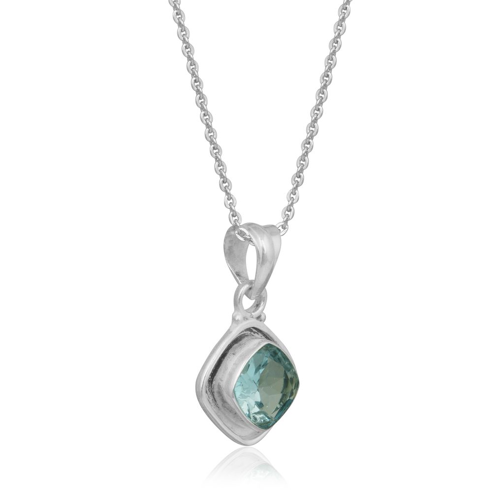 Aqua topaz 925 sterling silver clasic handmade pendant