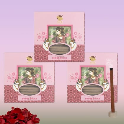 Nandi Panchgavya 100 Percent Cow Dung Dhoop Sticks for Pooja (Rose Fragrance -Pack of 3,150 Sticks)