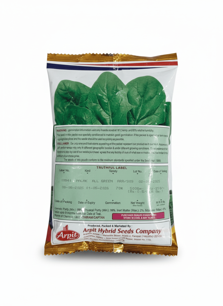 Arpit Seeds Premium Spinach Seeds for Home Gardening - Grow Fresh, Nutritious Greens