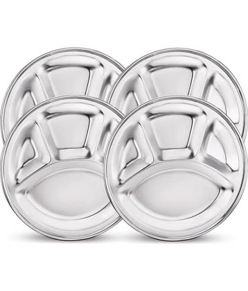 Classic Essentials 4 Pcs Stainless Steel Silver Partition Plate