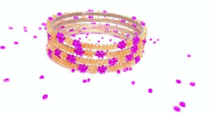 Pink FSH Flowers Bead Work (4 ps)
