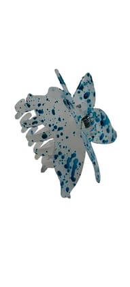 White Butterfly Hair Claw Clip with Orange Speckles