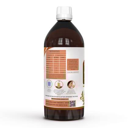 Dr. Patkar's Apple Cider Vinegar with Ginger, Garlic, Lemon & Arjuna (ACV HRT PLUS) + Formula Morning Detox Tonic Heart, Immunity & Digestion Support 1000 ML (Pack of 1)