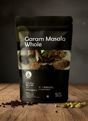 Garam Masala Whole - Premium Indian Spice Blend, No Added Colors/Flavors, 200g