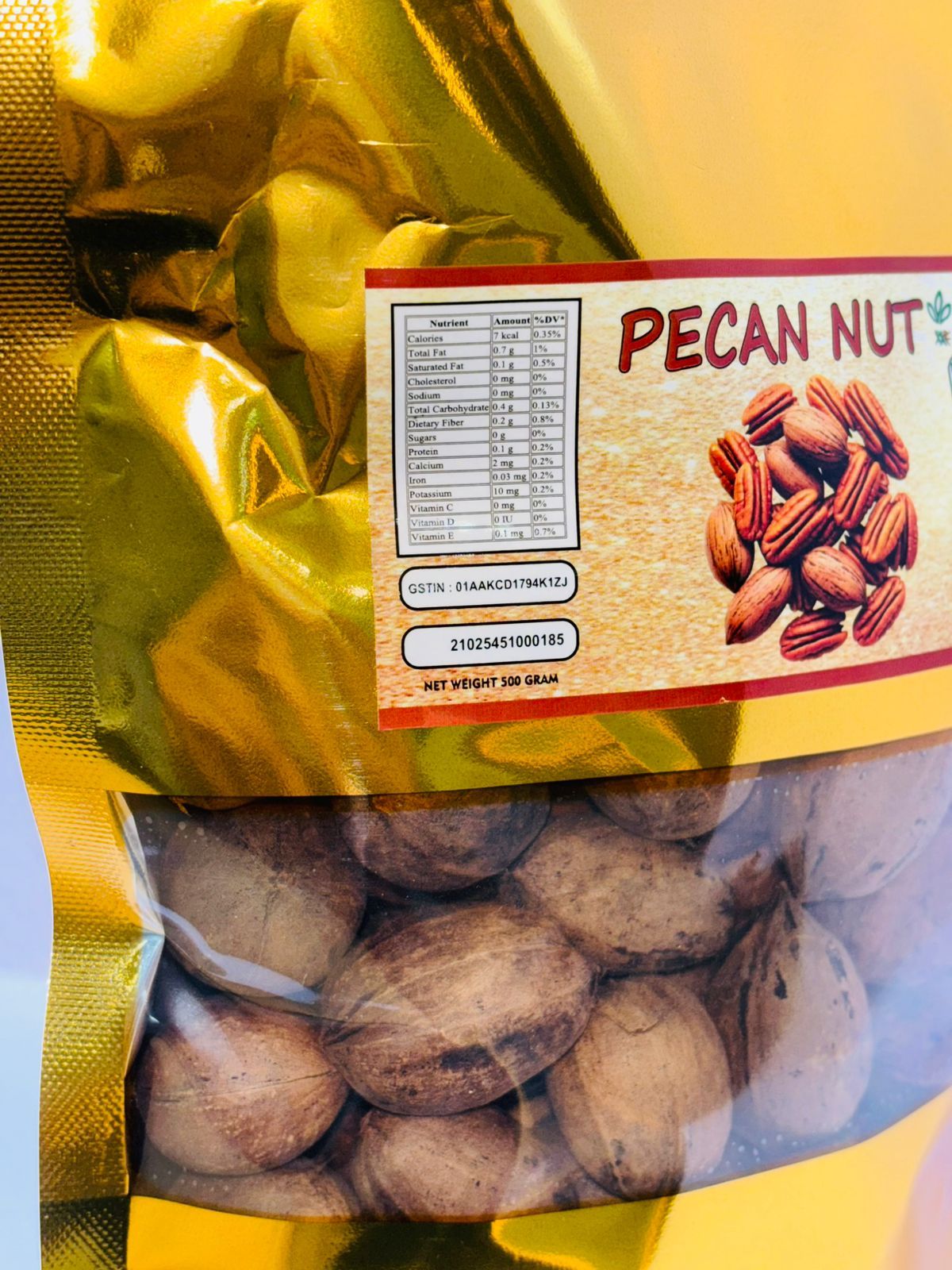 Premium Pecan Nuts - Net Weight 500 Gram - Nutrient-Rich Snack & Baking Ingredient