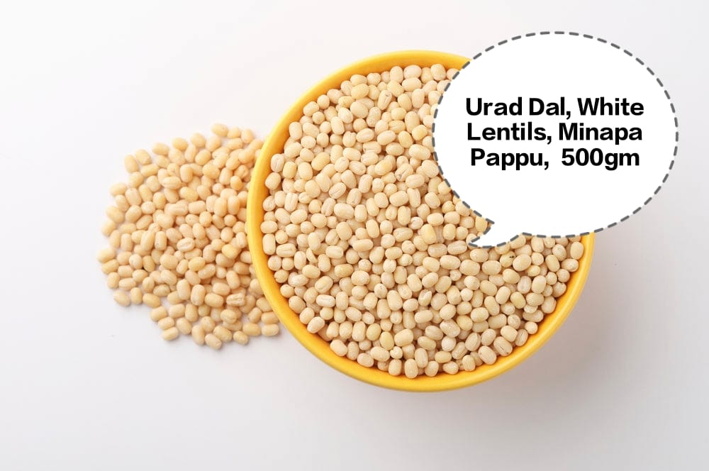 Urad Dal, White Lentils, Minapa Pappu, Ulutham Paruppu, Black Gram Dal 500gm