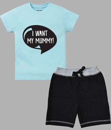 ETCHED DESIGN Pack of 1 Boys Cotton T-Shirt & Shorts Set ( Multicolor )