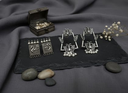 Glamvila Regal Swan and Butterfly Earring Combo