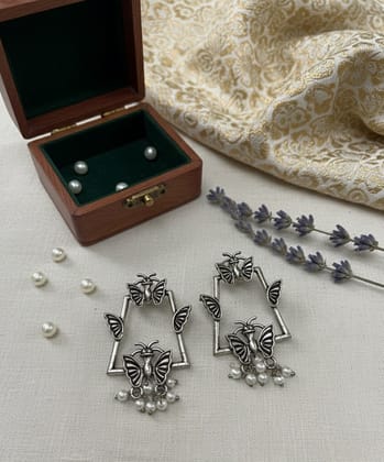 Glamvila Regal Swan and Butterfly Earring Combo