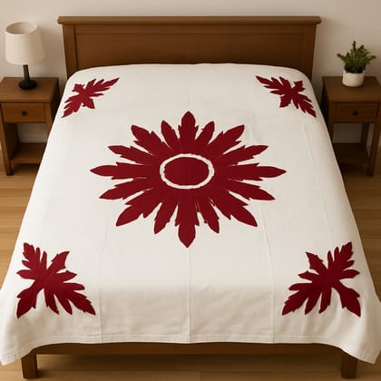 Crimson Bloom Designer Bedsheet