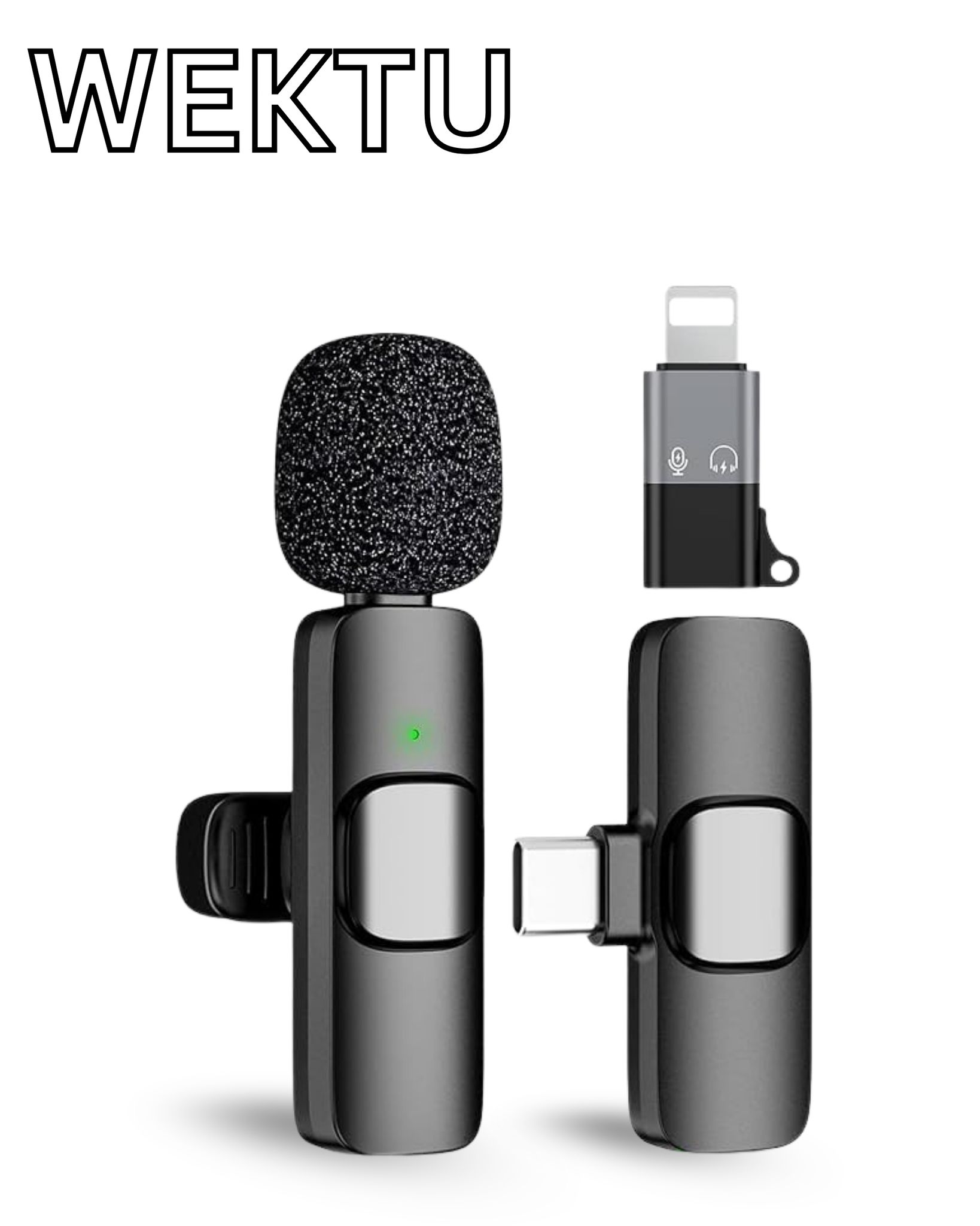 WEKTU Mini Wireless Microphone for Smartphones (Lightning/USB-C)