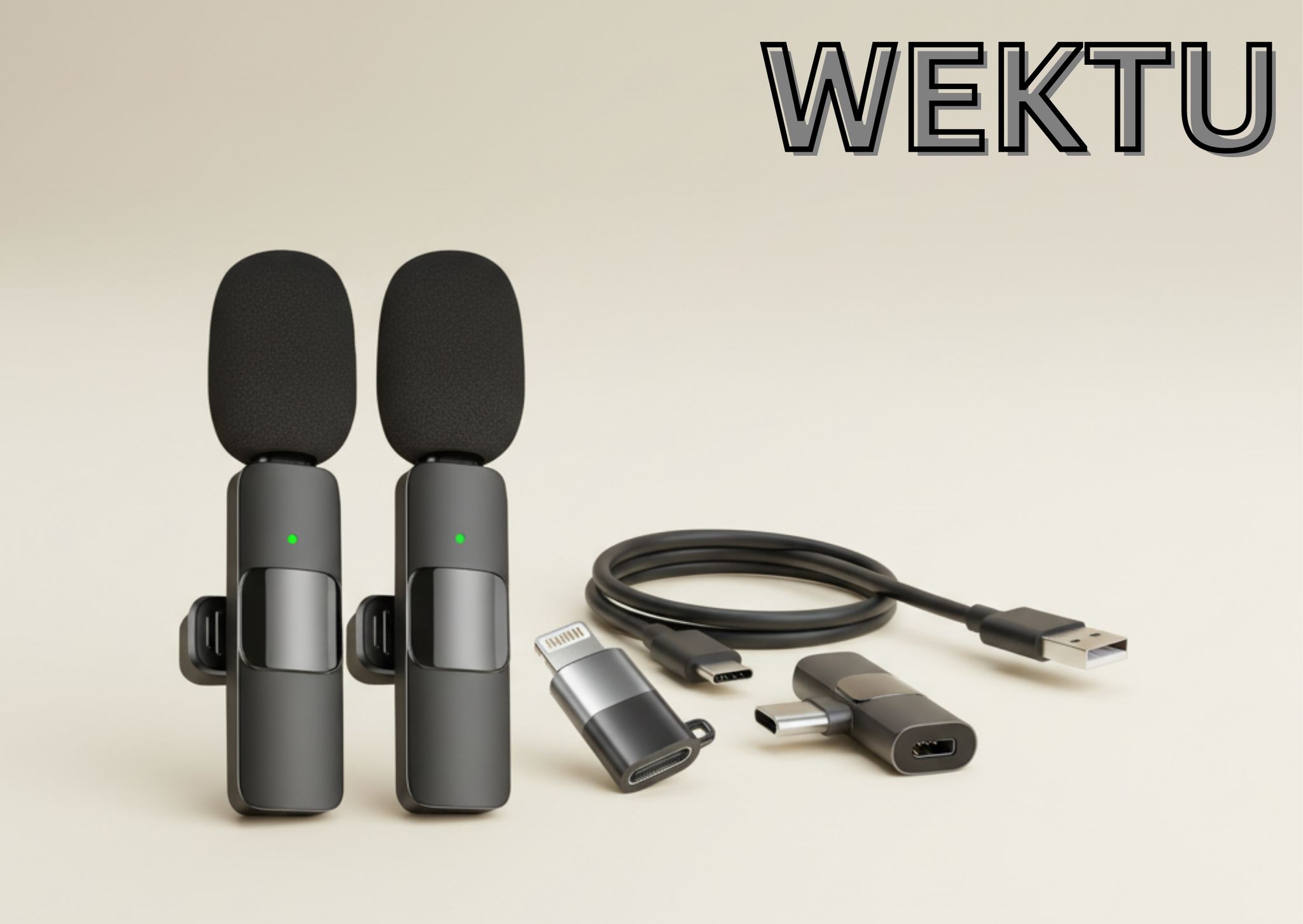 WEKTU Mini Wireless 2 Microphone for Smartphones (Lightning/USB-C)