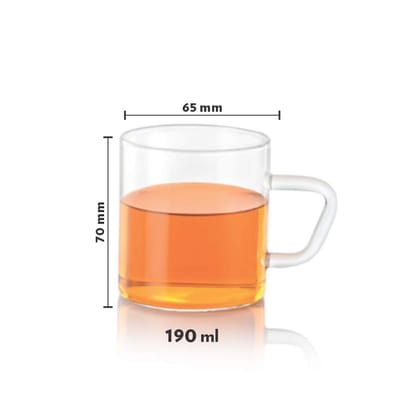Borosil - Glass, Borosilicate, Plastic Classic Tea Set, (7-Pieces mugs, 190ml & carafe 1000ml, Transparent)