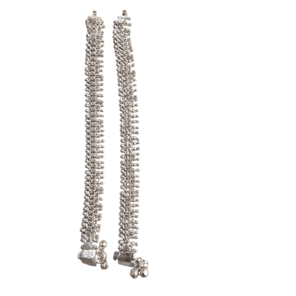 Elegant Silver Plated Beaded Chain Anklets for Women