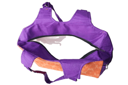 Large Multipurpose Fabric Shopping Bag with Dual Zippers & Reinforced Handles – Purple & Orange Design Large Multipurpose Fabric Shopping Bag with Dual Zippers & Reinforced Handles – Purple & Orange Design