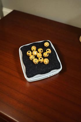 Gold-Tone Mangalsutra Beads – 5mm Cutwork Design – Pack of 12