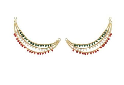 Gold Plated Multi-Layered Kundan Beaded Ear Cuffs/Sahare