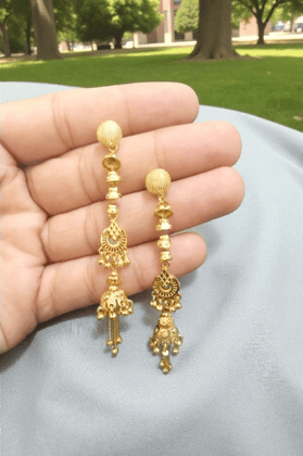 Premium Gold-Plated Traditional Floral Jhumki Earrings for Women & Girls  Micro Polished Ethnic Drop Design  Lightweight Daily Wear Jewellery