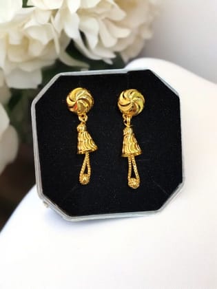Premium Micro-Polished Daily Wear Gold-Plated Long Drop Earrings | Lightweight Traditional Women Earrings