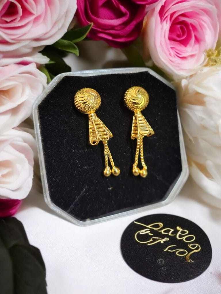 Premium Micro-Polished Daily Wear Gold-Plated Long Drop Earrings | Lightweight Traditional Women Earrings - Earrings | Buy online on ZillyBuy
