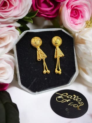 Premium Micro-Polished Daily Wear Gold-Plated Long Drop Earrings | Lightweight Traditional Women Earrings