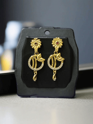 Gold Plated Daily Wear American Diamond Earrings
