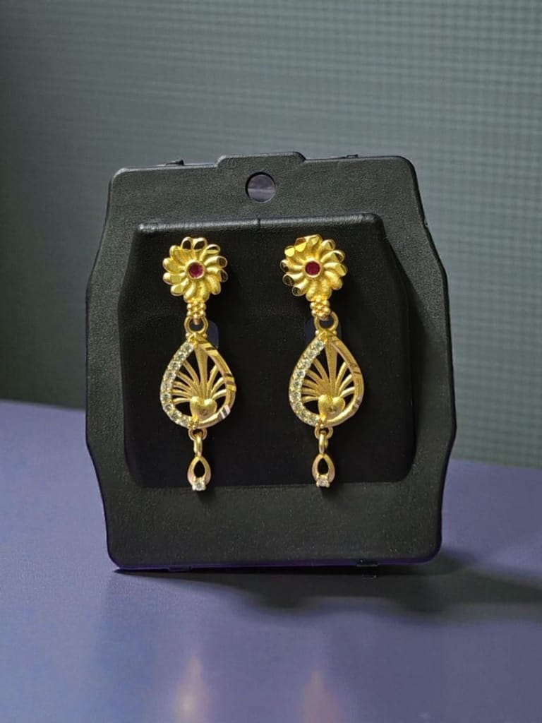 Gold-Plated Daily Wear American Diamond Earrings for Women | Lightweight | Premium Shine | Everyday Wear - Earrings | Buy online on ZillyBuy