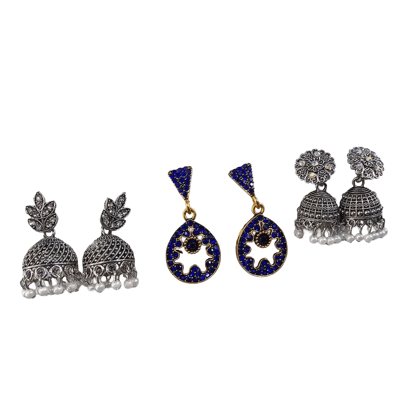 Royal Blue & Gold Statement Drop Earrings combo Royal Blue & Gold Statement Drop Earrings combo