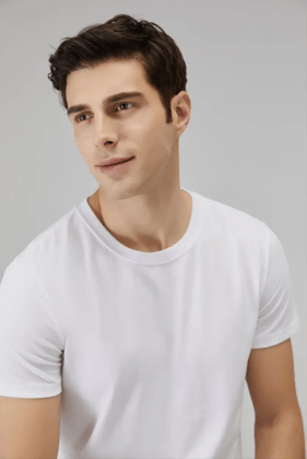 Men's Classic White Cotton Round Neck T-Shirt