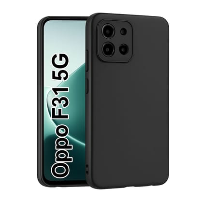 V3Deals Back Cover for Oppo F31 5G Matte Silicone Camera Protection | Slim Fit Shockproof Bumper Cover | Anti-Slip Soft Rubberised Case for Oppo f31 5g Back Cover & Oppo f31 Cover (Black)