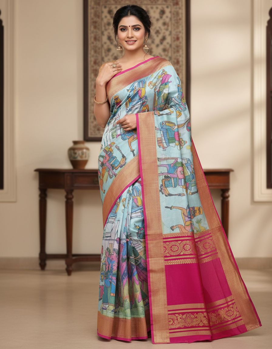 Kalamkari Crepe silk Saree