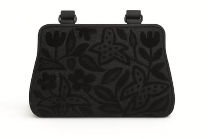 Black Embossed Floral Pattern Handbag