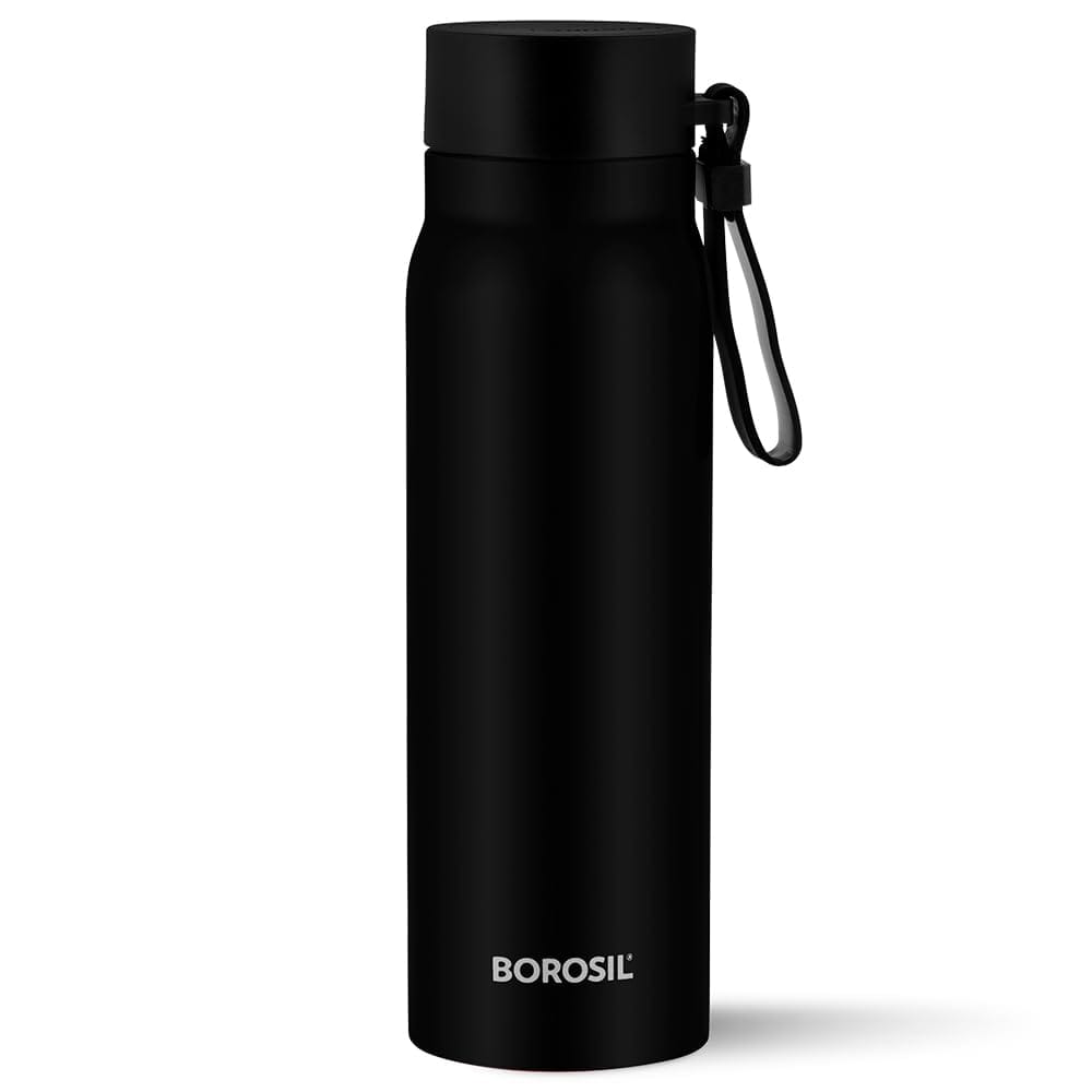 Borosil Bliss 500 ml Black Stainless Steel Vaccum Insulated Bottle 13 hrs Hot & 12 hrs Cold