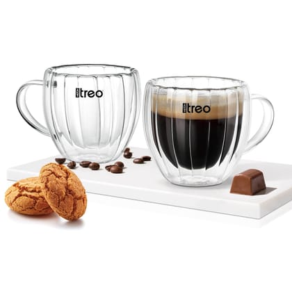 Treo by Milton Orbit High Borosilicate Glass Tea & Coffee Mug Set of 2, 150 ml Each I Micro Wave & Refrigerator Safe Treo by Milton Orbit High Borosilicate Glass Tea & Coffee Mug Set of 2, 150 ml Each I Micro Wave & Refrigerator Safe