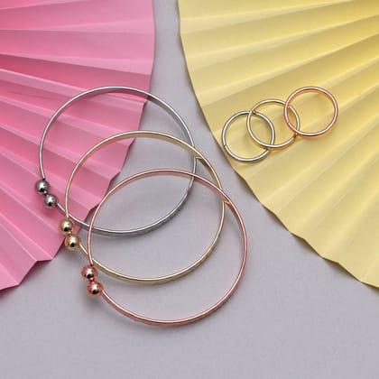 Multi Color 3 Pieces Bracelets & Rings (PLKBCMB565)-Ring Size: Adjustable / Gold / Alloy With Good Quality Gold &amp; Silver &amp; Rose Gold Plated
