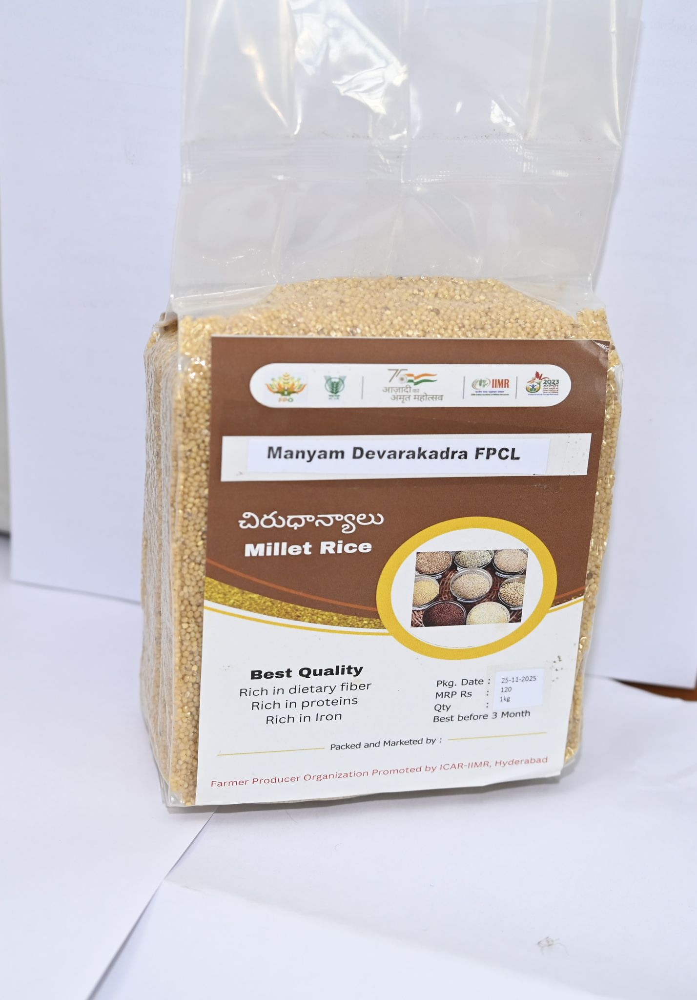 Manyam Devarakadra FPCL Best Quality Millet Rice - Rich in Fiber, Protein, Iron - 1kg Pack