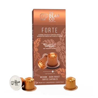 The Bean Co Roasters Forte Aluminium Coffee Capsules | Intensity 9 | Bold & Full-Bodied | Medium - Dark Roast | 100% Premium Arabica