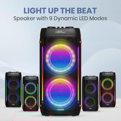  Portronics Iron Beats IV 250W Party Speaker with Dual 6" Subwoofer, Upto 4 Hours Playtime, RGB LED Lights, Wireless Karaoke Mic, Treble/Bass Adjustment, Echo Control, Remote Control(Black) 