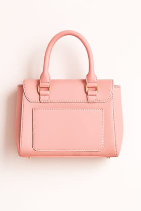 Chic Light Pink Faux Leather Mini Handbag with Top Handle
