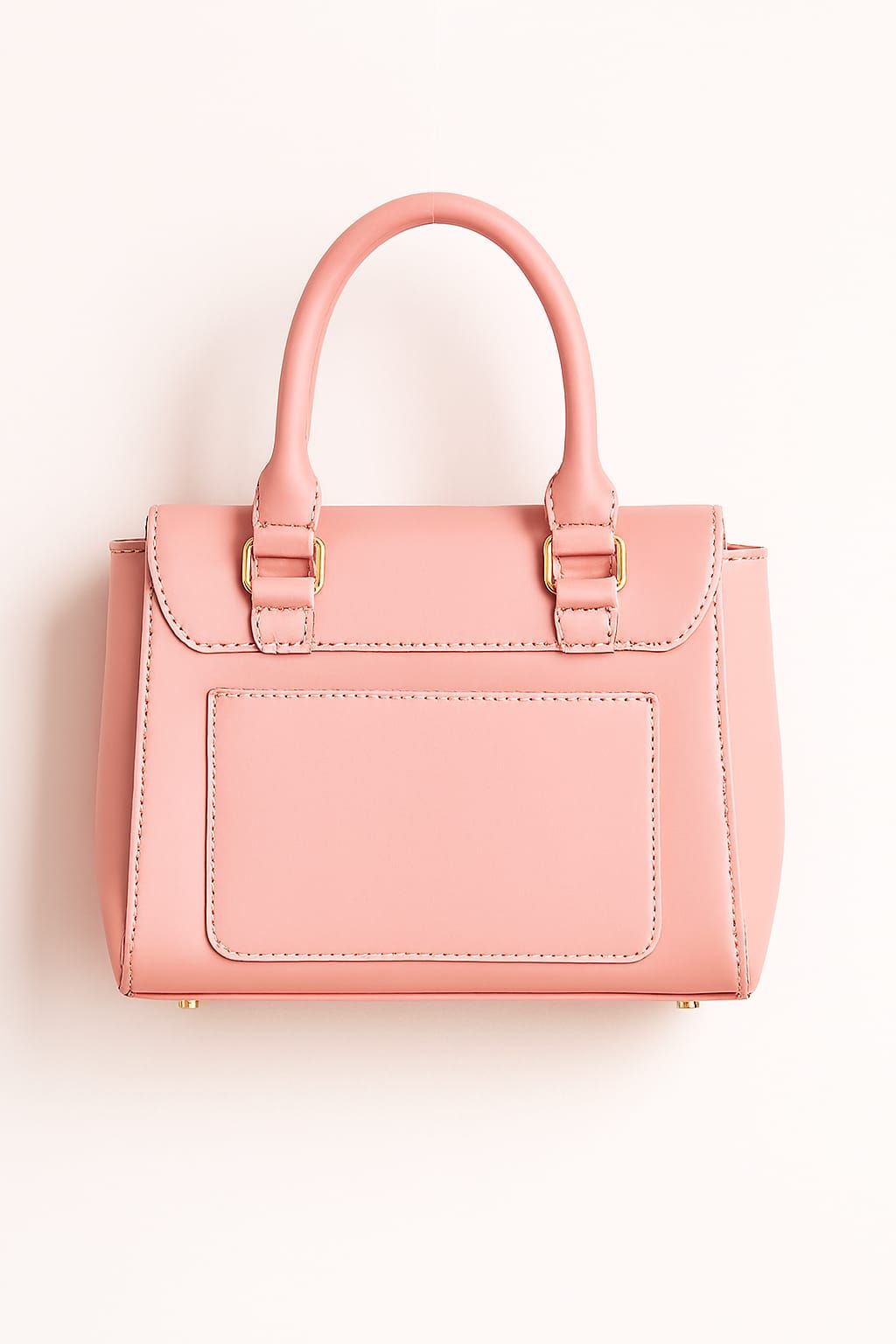 Chic Light Pink Faux Leather Mini Handbag with Top Handle