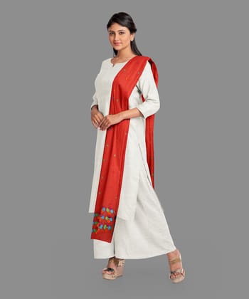 Kaseedaarts Handmade Red Phulkari (Wedding Dupatta for Women's)