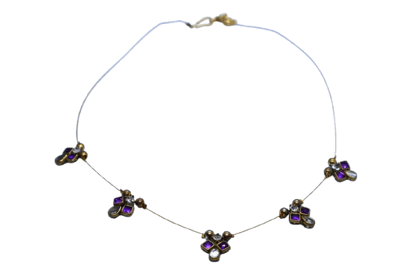 Elegant Purple Stone & Gold Tone Dainty Necklace | Ethnic Indian Jewelry/INVISIBLE CHAIN