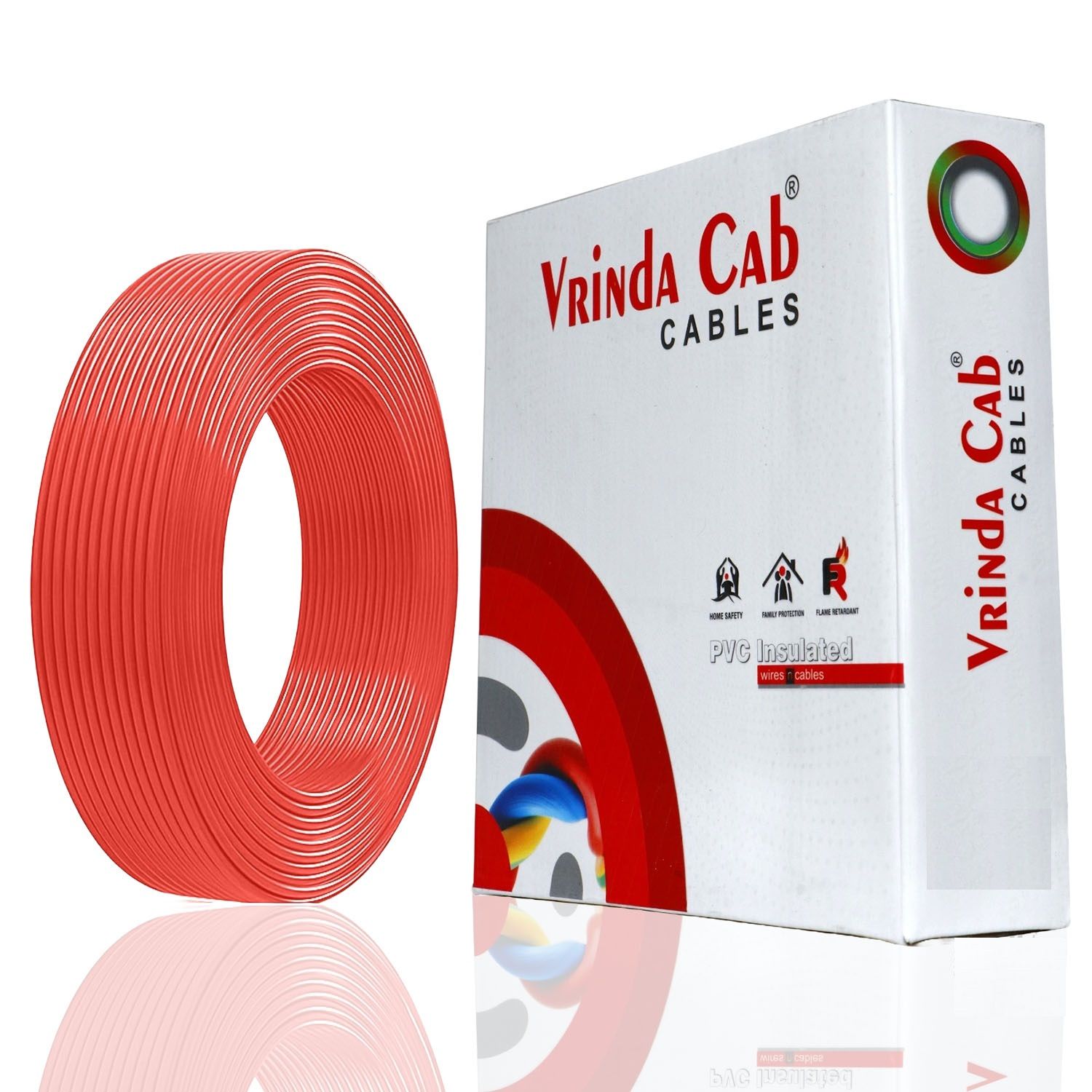 VRINDACab Red 2.5MM 90 MTR Wire | FR PVC Insulated Multi Strand CCA Copper Electrical Cable | Flame Retardant House Wiring Wire for Domestic & Industrial Use