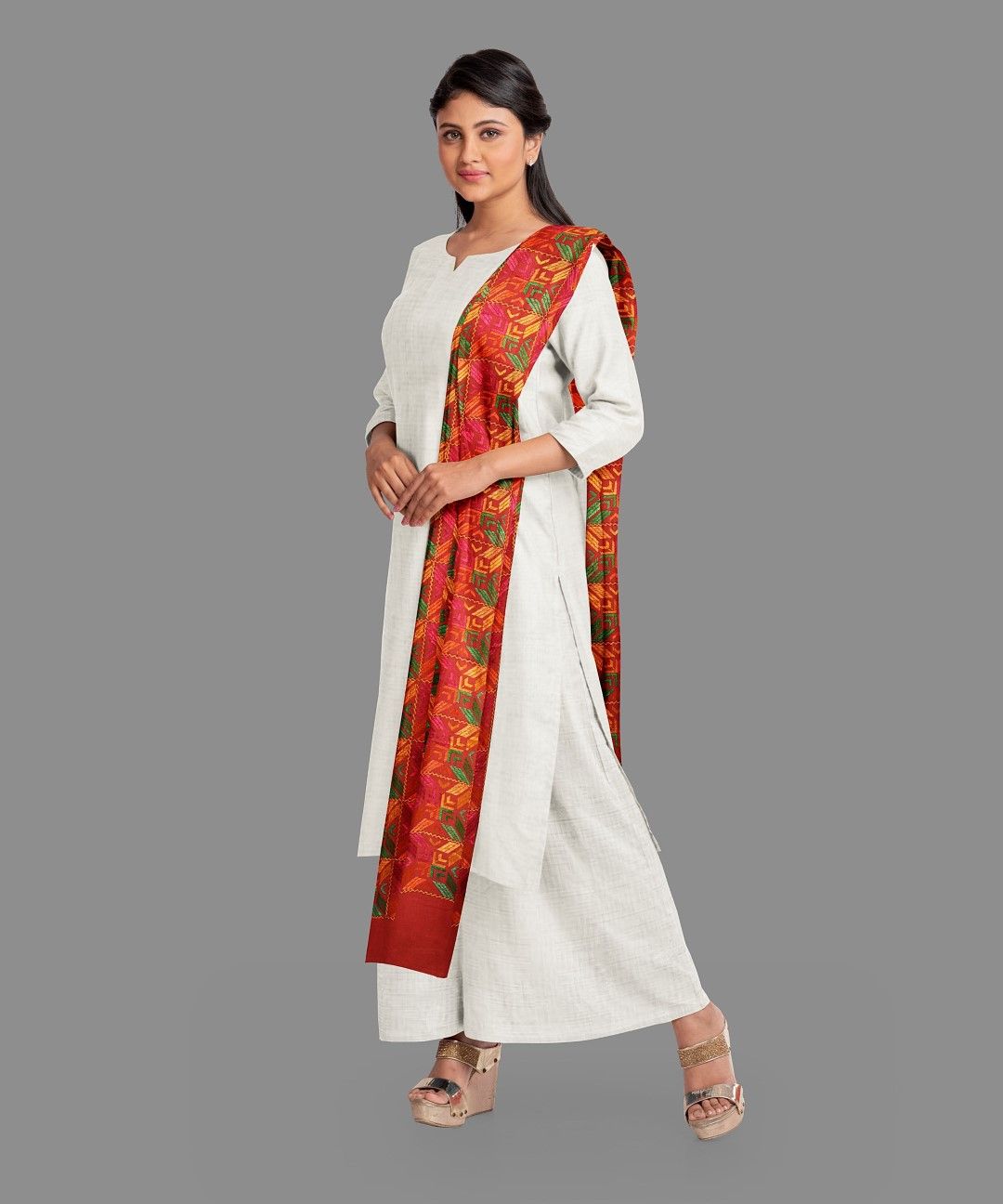 Kaseedaarts Handmade Multicolor Bagh (Wedding Dupatta for Women's 04)